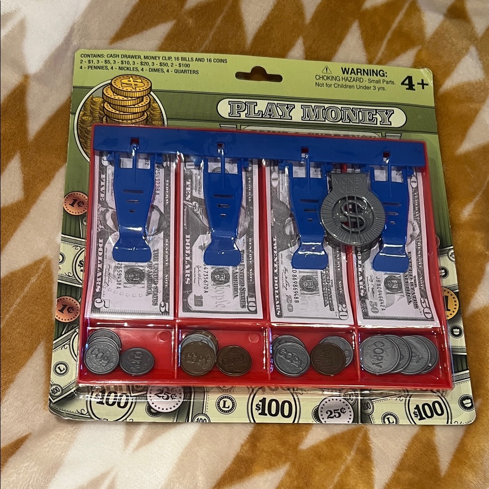 Play Money Cash Register Toy Set - Blue
